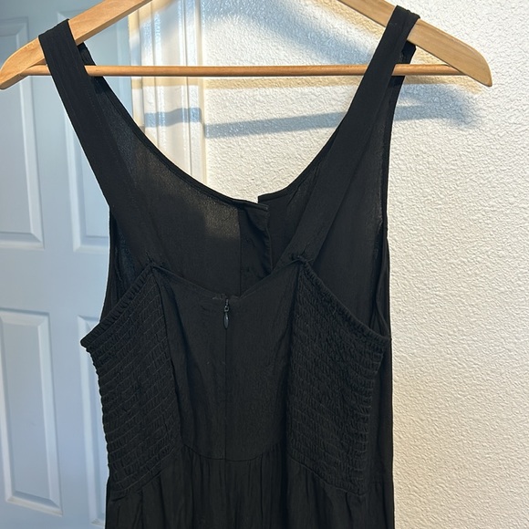 Madewell Smocked Button Pockets Sleeveless Wide Leg Jumpsuit Sz 8 Black - Picture 6 of 16